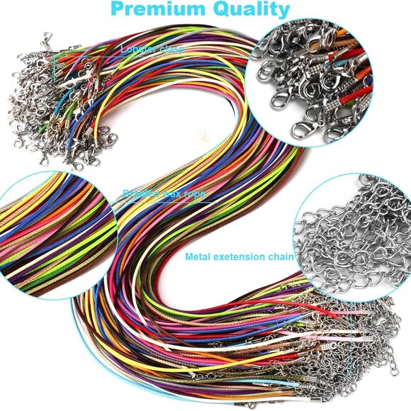 25 Leather Multi-Colored Necklace Cords with Adjustable Clasps - Picture 4 of 7